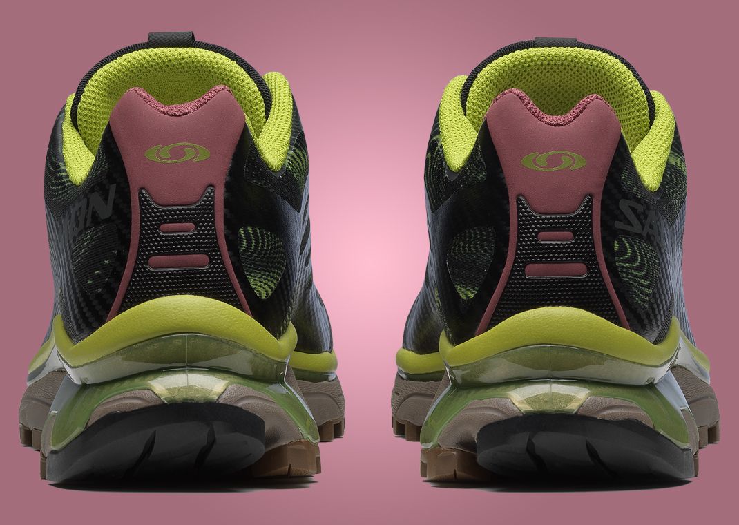 Salomon XT-4 OG Rave at Dawn Black Dark Citron Heel