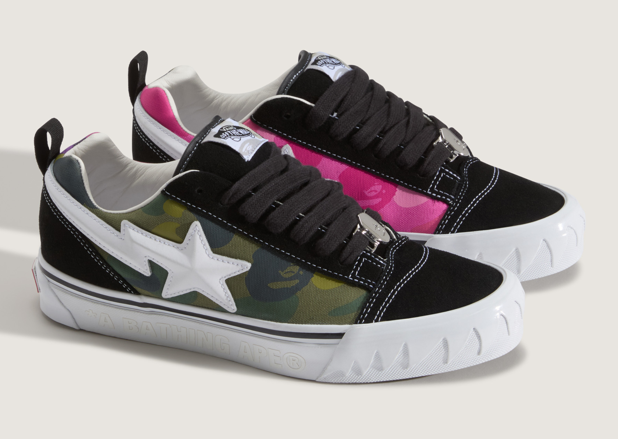 BAPE x Vans Knu Skool Camo Green Angle