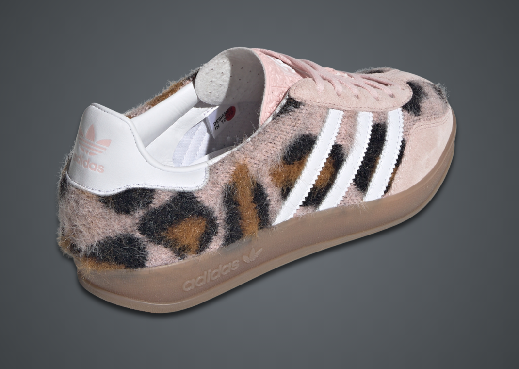 atmos Pink x adidas Gazelle Indoor Trinity Leopard Sand Pink Heel Angle