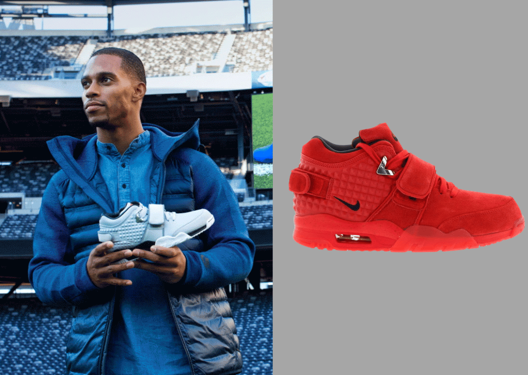 Victor Cruz with his Nike Air Trainer Cruz