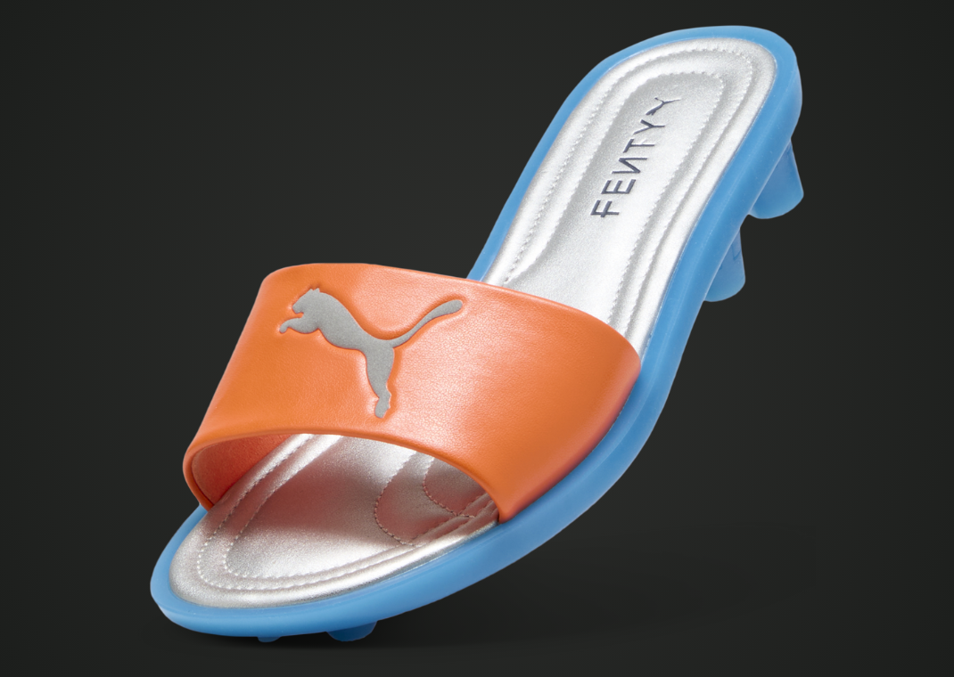 Fenty x Puma Cleat Slide Metallic Silver Orange (W) - Angle