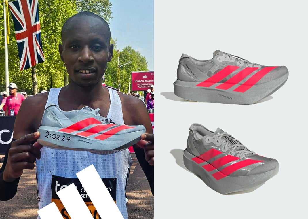 Sabastian Sawe and the adidas Adizerro Pro Evo 2 he wore to win the London Marathon