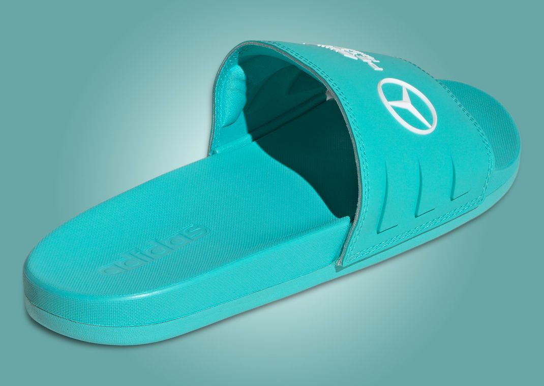 Mercedes AMG Petronas Formula One Team x adidas Adilette Comfort Semi Mint Rush Heel Angle