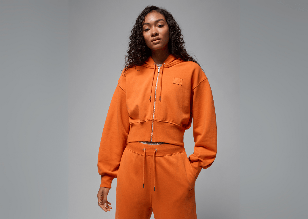 Jordan Flight Fleece Women's Cropped Satin-Lined Hoodie Orange