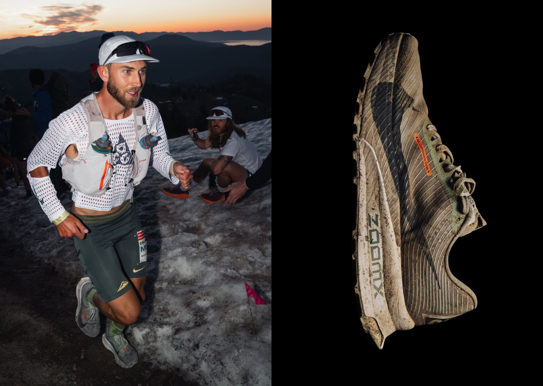 Caleb Olson wearing a prototype of the Nike ACG Ultrafly