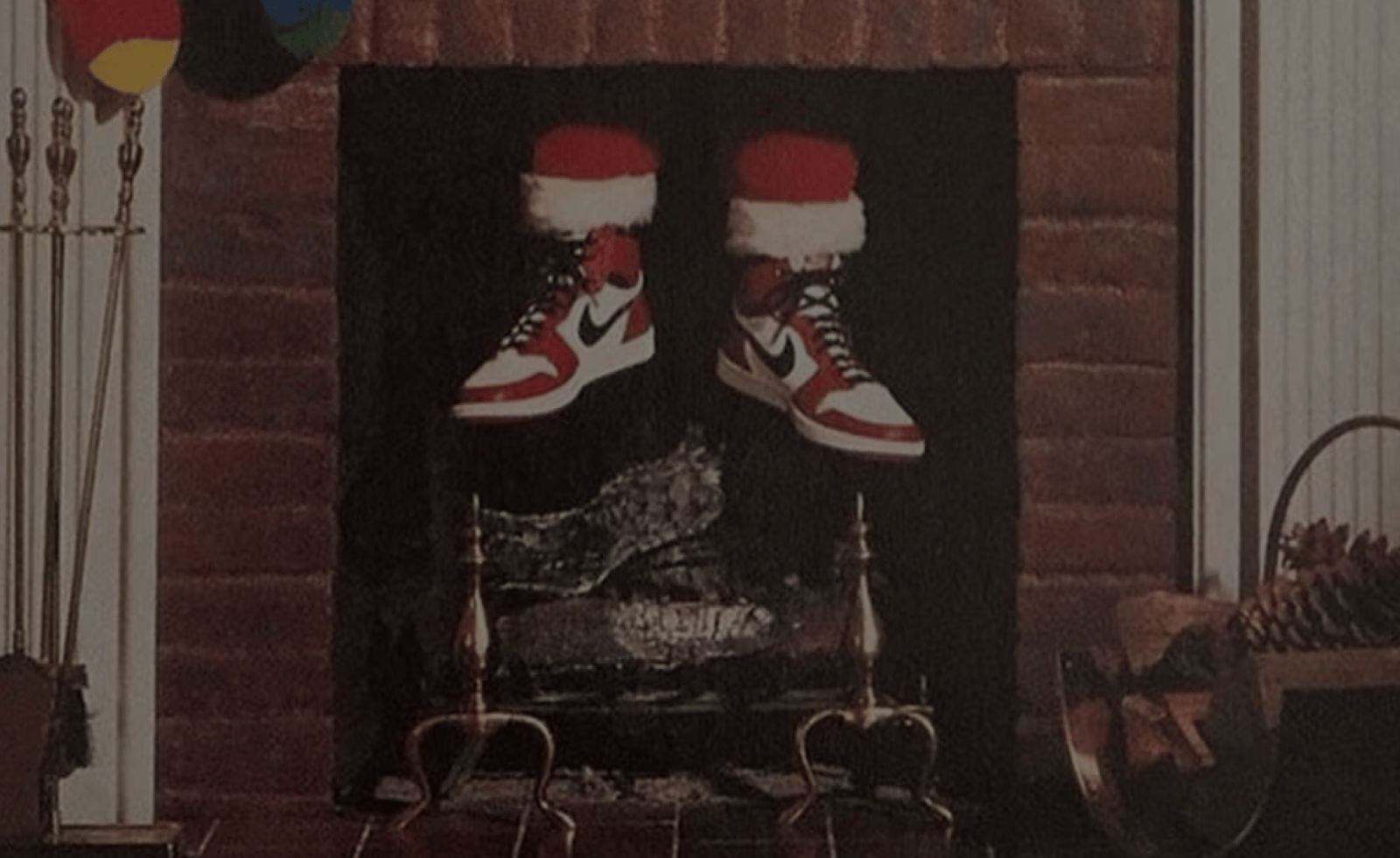 Santa stuck in chimney wearing Nike Air Jordans