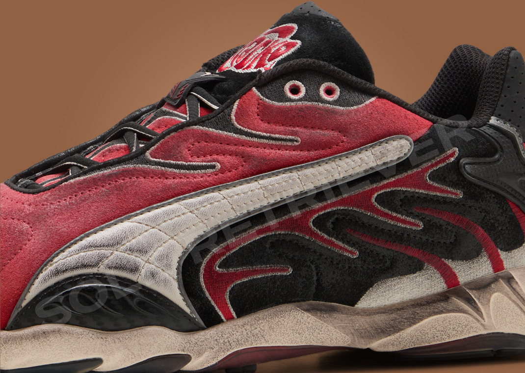 A$AP Rocky x Puma Inhale Distressed Red Black Detail