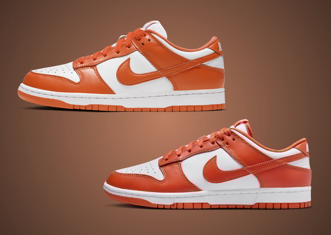 Nike Dunk Low Syracuse (2020) vs Nike Dunk Low Cosmic Clay Syracuse (2024)