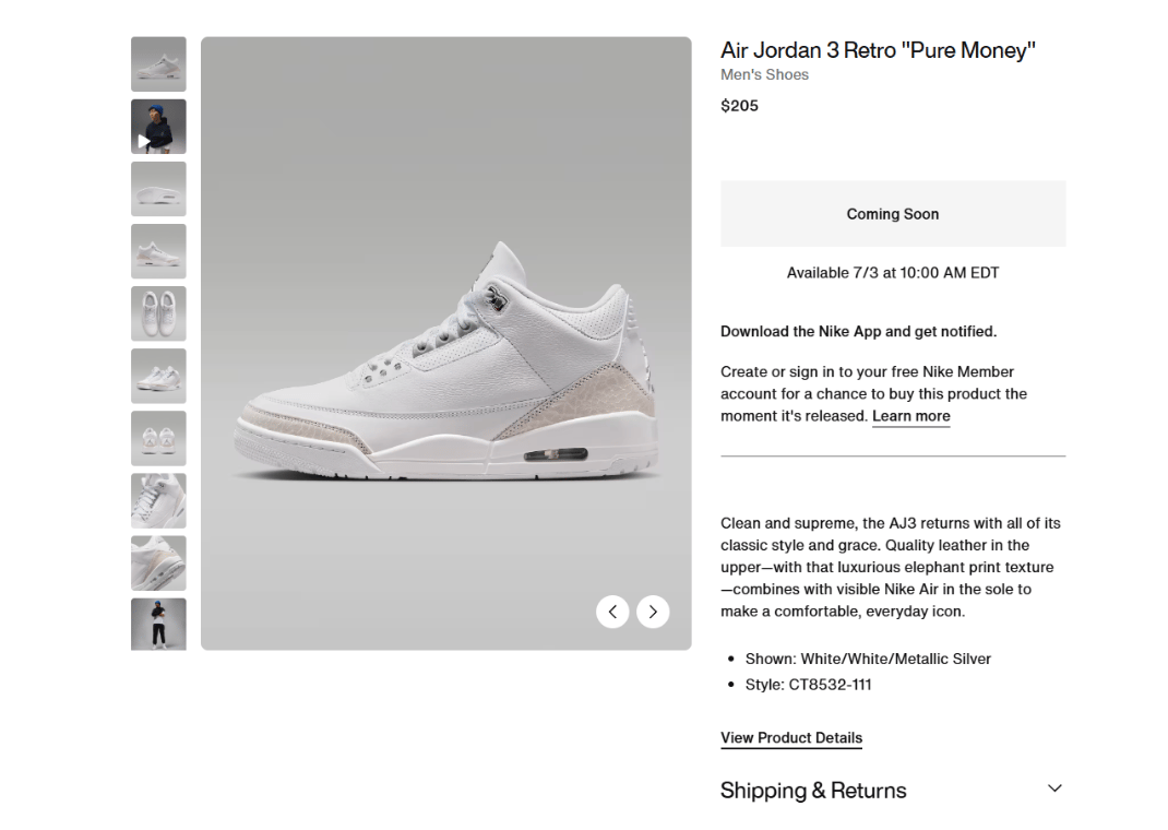 Air Jordan 3 Retro Pure Money Nike Page