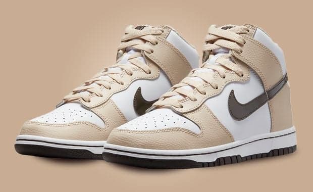 Nike's Dunk High Steps Out In A White And Beige Outfit