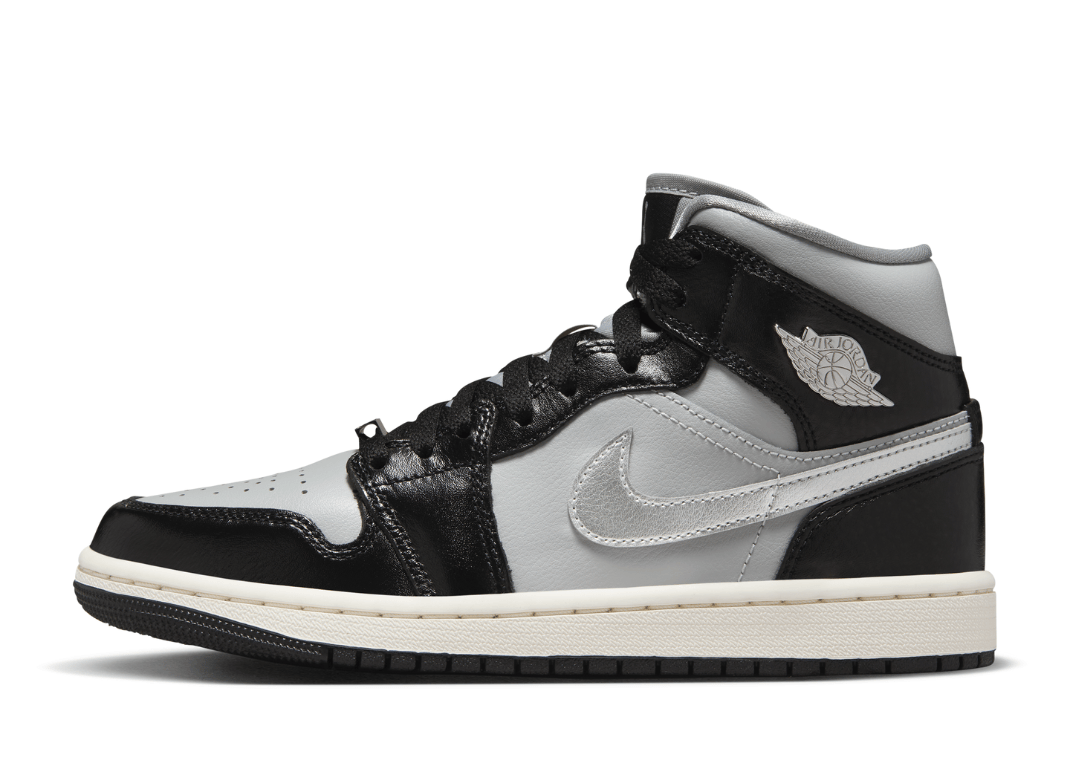 Air Jordan 1 Mid SE Black Metallic Silver (W) Lateral