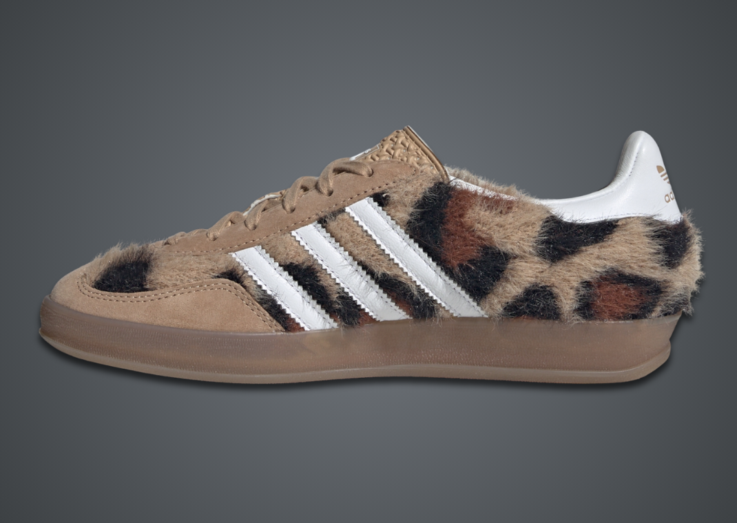 atmos Pink x adidas Gazelle Indoor Trinity Leopard Warm Sand Medial