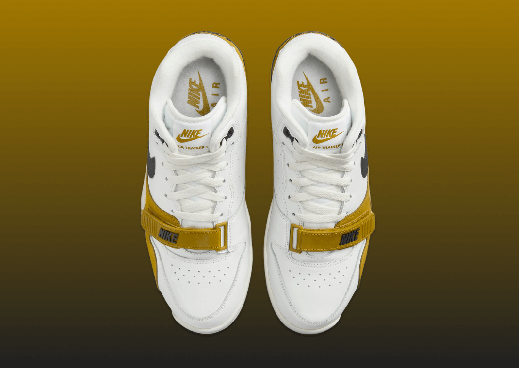 The Nike Air Trainer 1 White Black Bronzine Angle Top