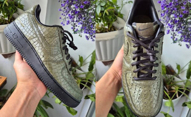 Green Croc Leather Snaps Up the Nike Air Force 1 Low Morse Code