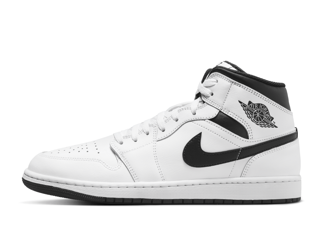 Air Jordan 1 Mid White Black Lateral