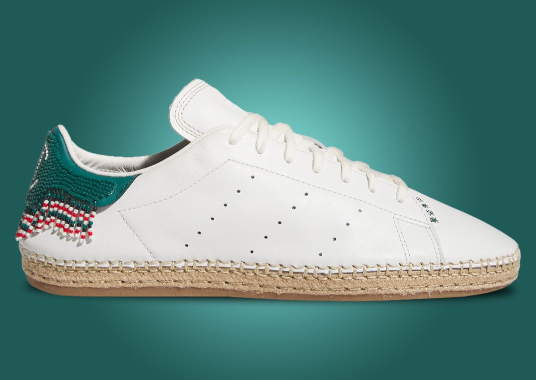 CLOT x adidas Stan Smith Beaded Espadrille White Green - Lateral