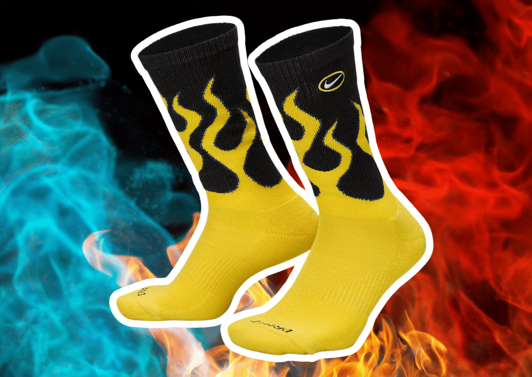 Nike Everyday Plus Cushioned Crew Socks Black Yellow Flame - $18
