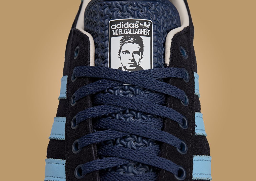 Noel Gallagher x adidas Marathon SPZL Night Navy Tongue Tag