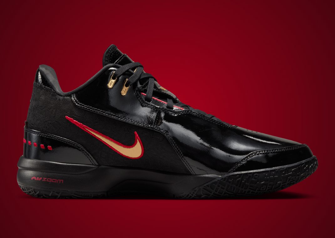 Nike LeBron NXXT Gen Ampd Black Metallic Gold University Red Medial