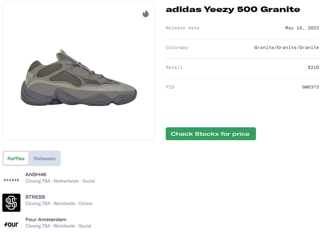 adidas Yeezy 500 Granite Raffle Guide