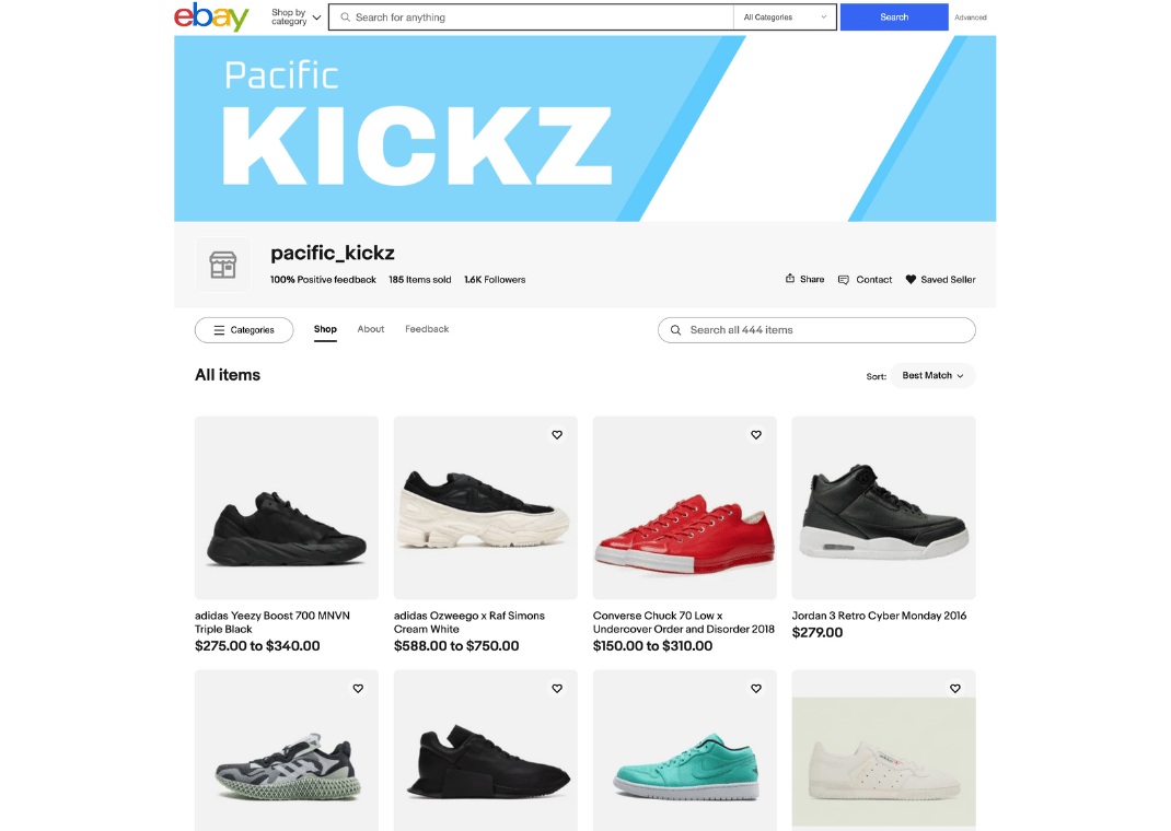 The pacific_kickz eBay Storefront 