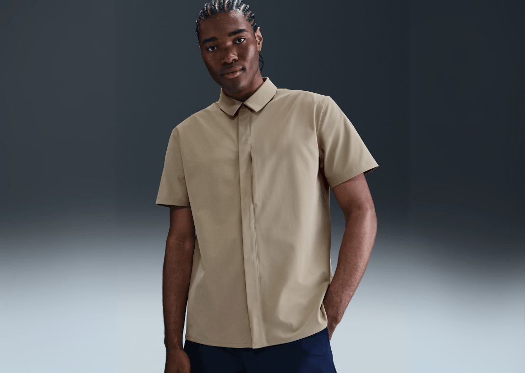 Nike 24.7 PerfectStretch Men's Dri-FIT Short-Sleeve Snap-Down Top Desert Khaki