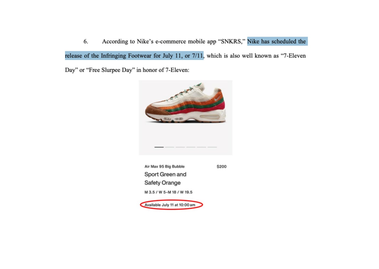 Screenshot from the complaint filed by 7-Eleven