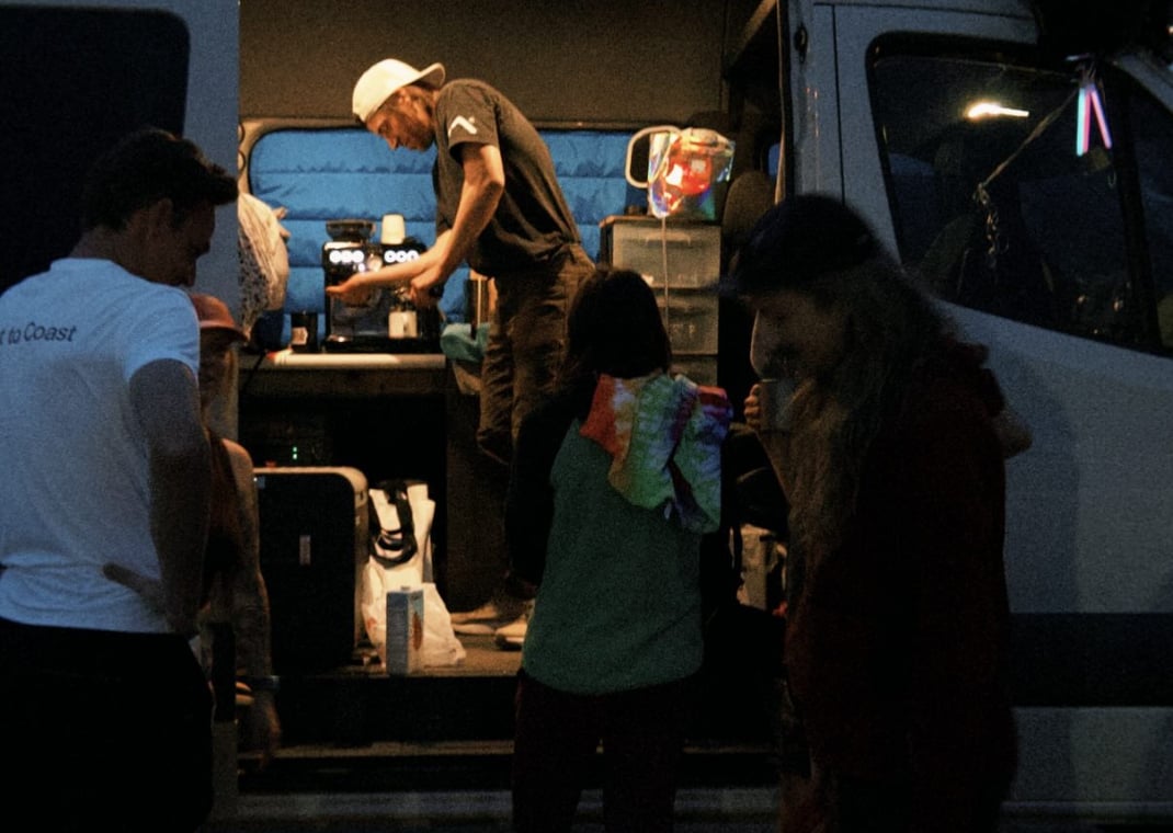 Ben Blakenship Serving Coffee To Runners At Cocodona 250