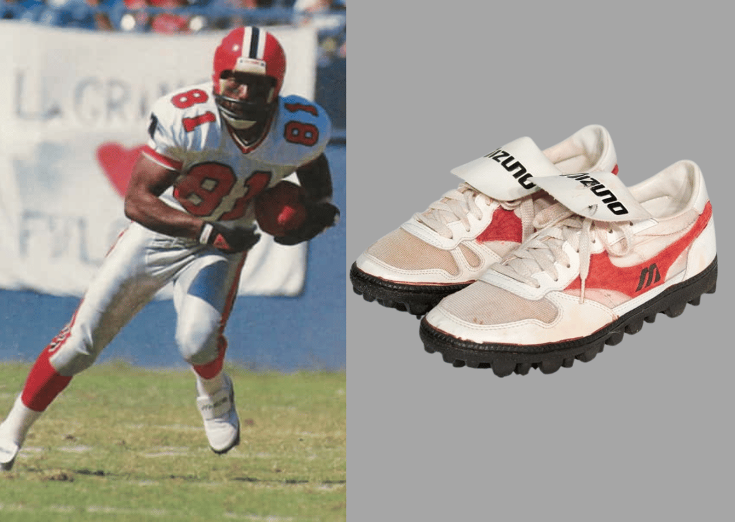 Billy “White Shoes” Johnson's Mizuno cleats from the 1985 NFL Season
