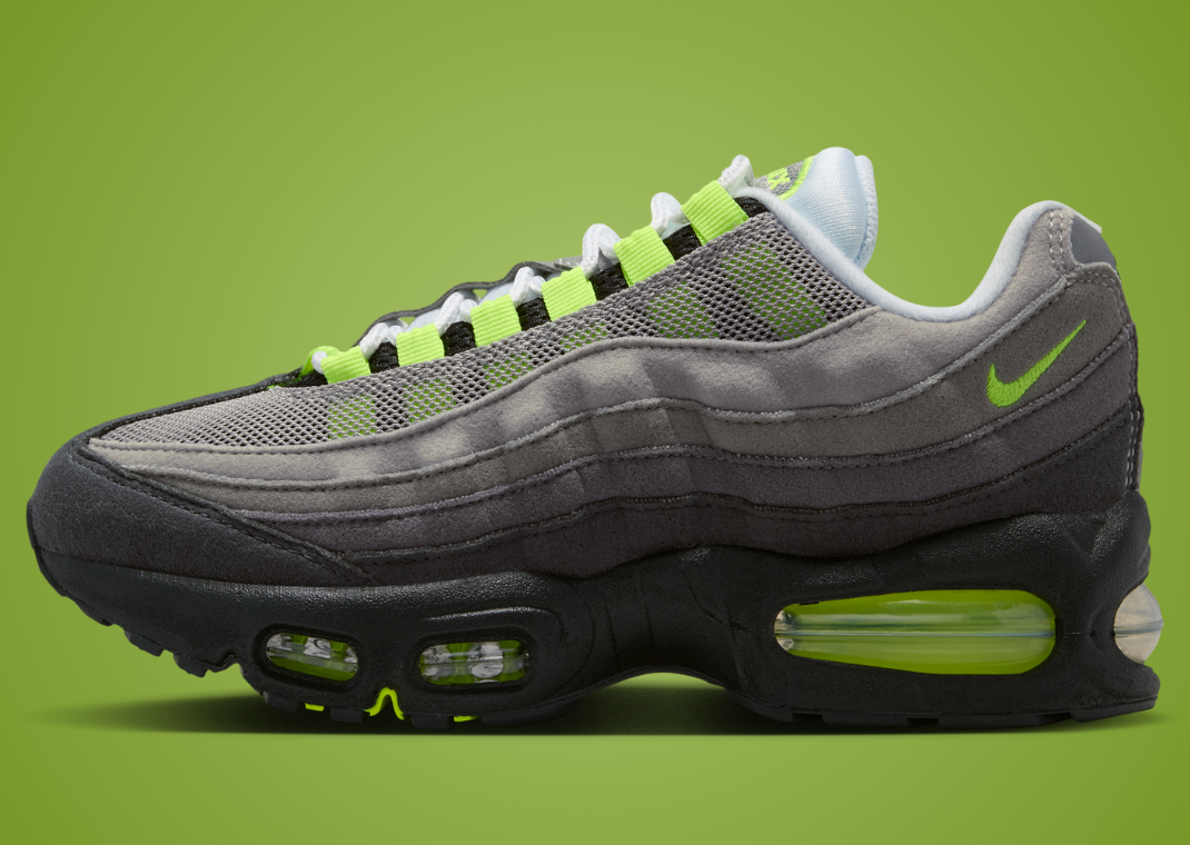 neon green and gray nike shoes