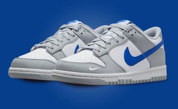 This Nike Dunk Low Features Mini Swoosh Details And A Wolf Grey Color Scheme