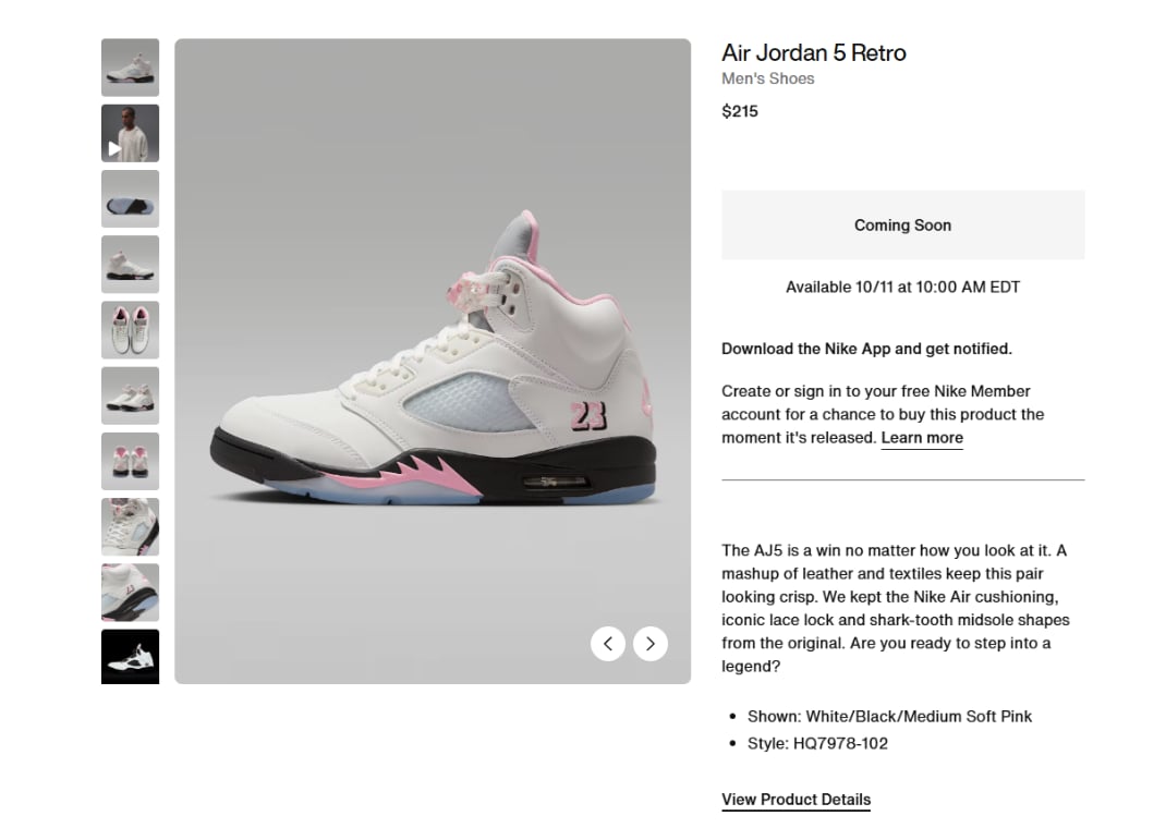 Where to Buy the Air Jordan 5 Retro Medium Soft Pink