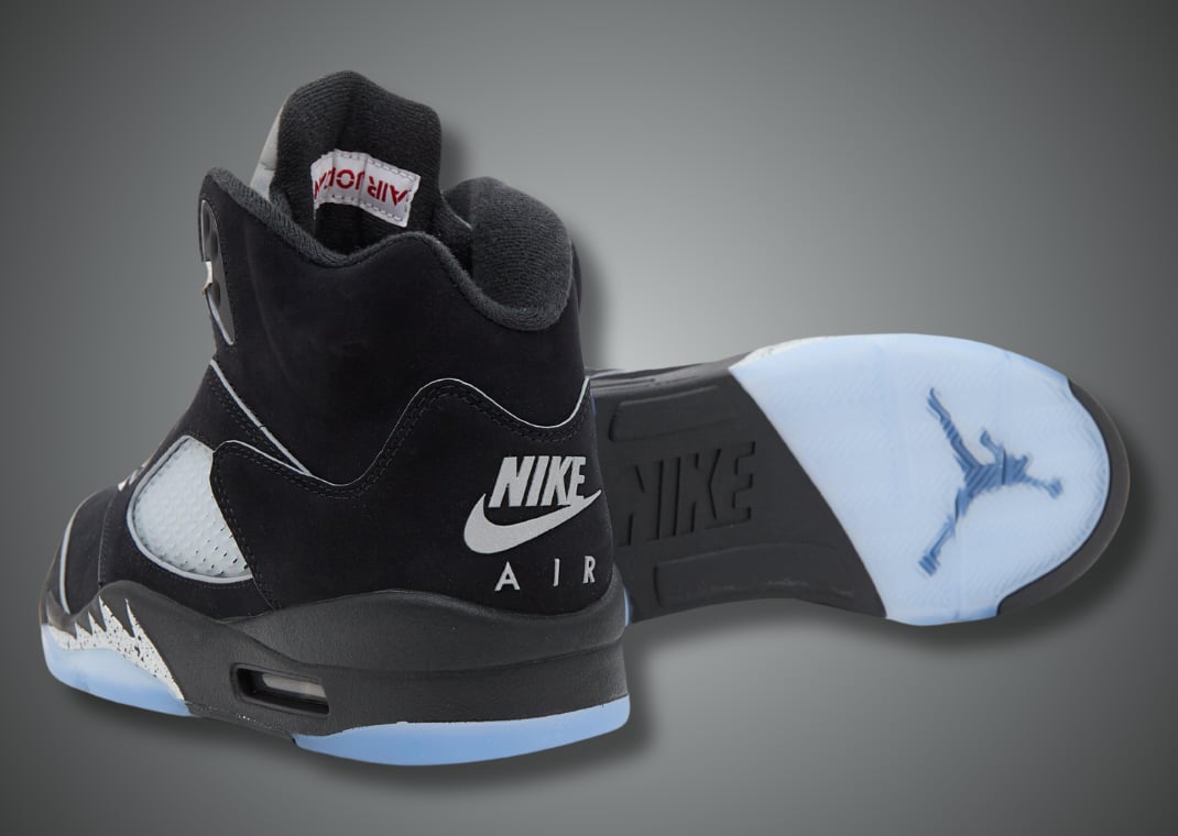 Jordan 5 black metallic silver on sale