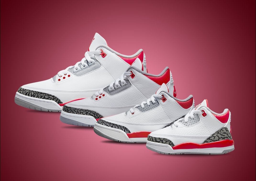 Air Jordan 3 Retro OG Fire Red (full-family size run)