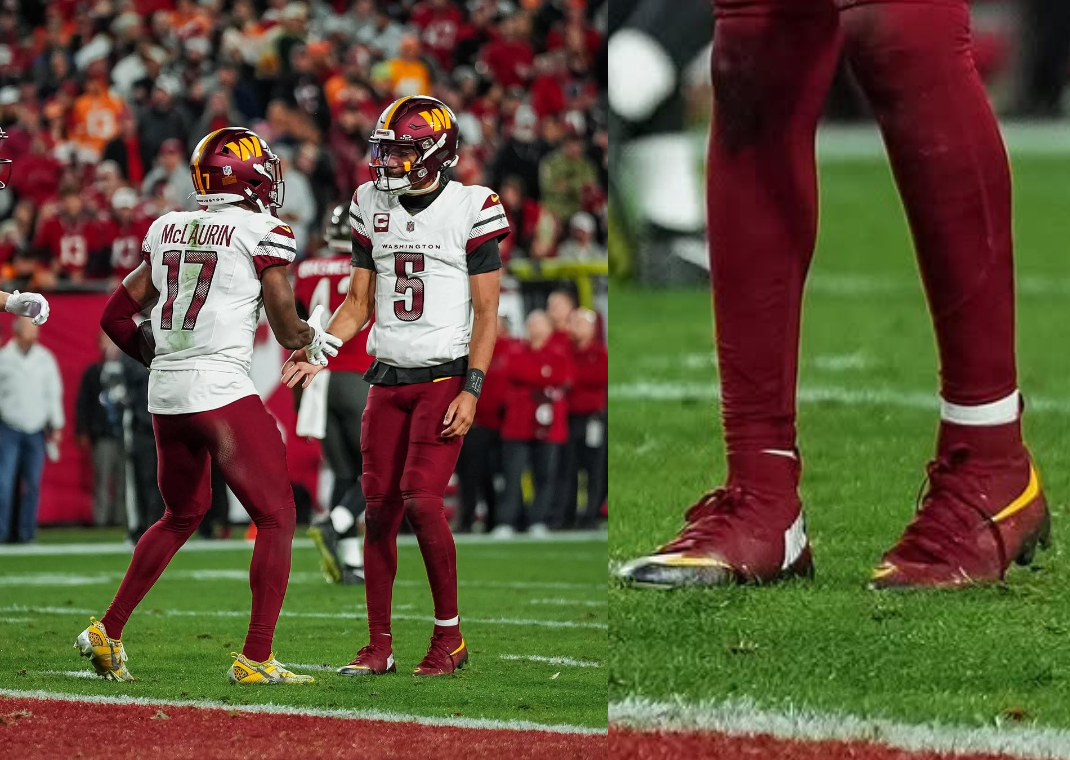 Jayden Daniels Wears Custom Nike Cleats in Commanders NFC Wild Card Win