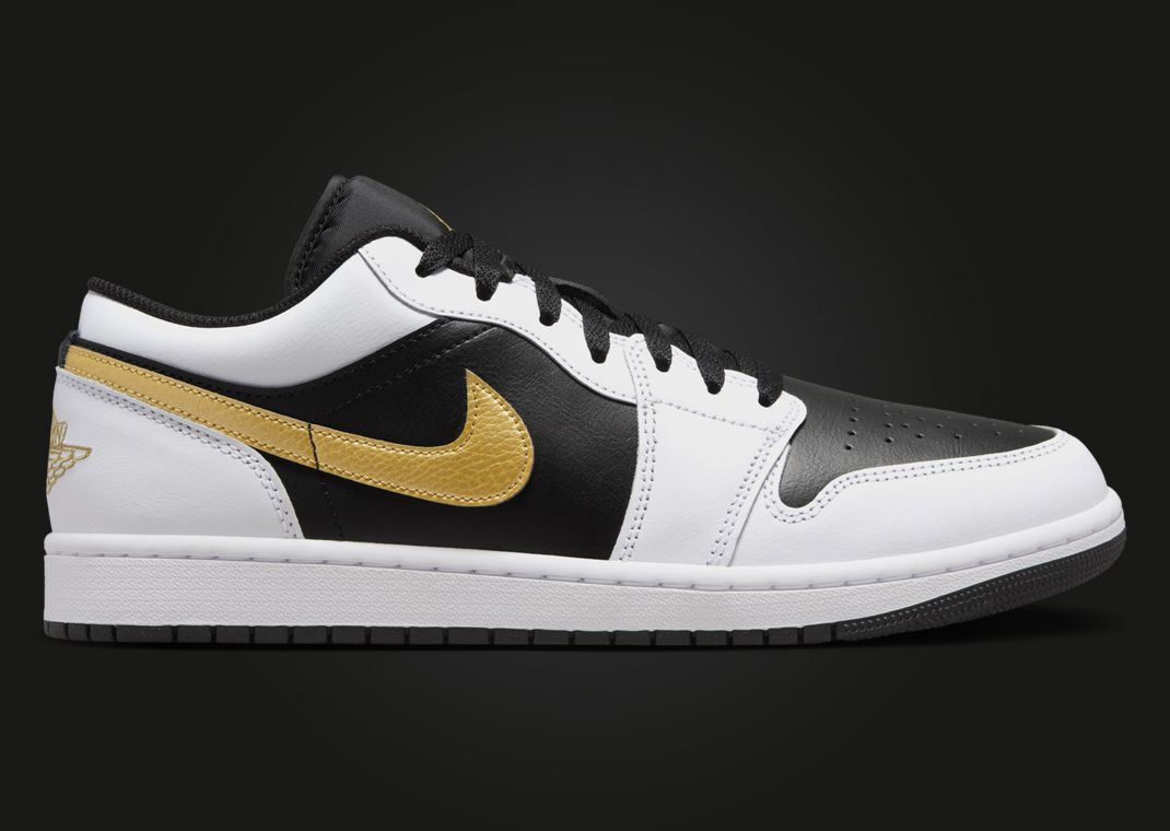 Air Jordan 1 Low White Black Metallic Gold Lateral