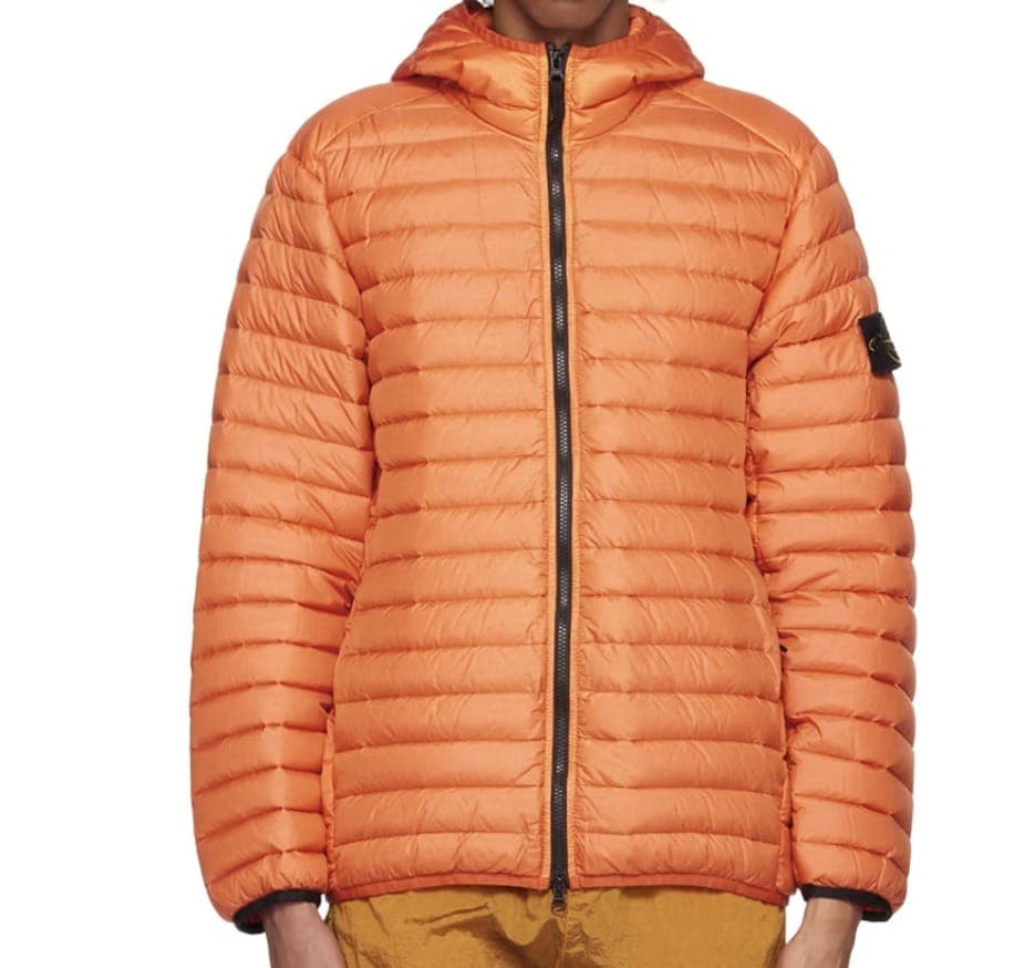 Stone Island Orange Garment-Dyed Down Jacket