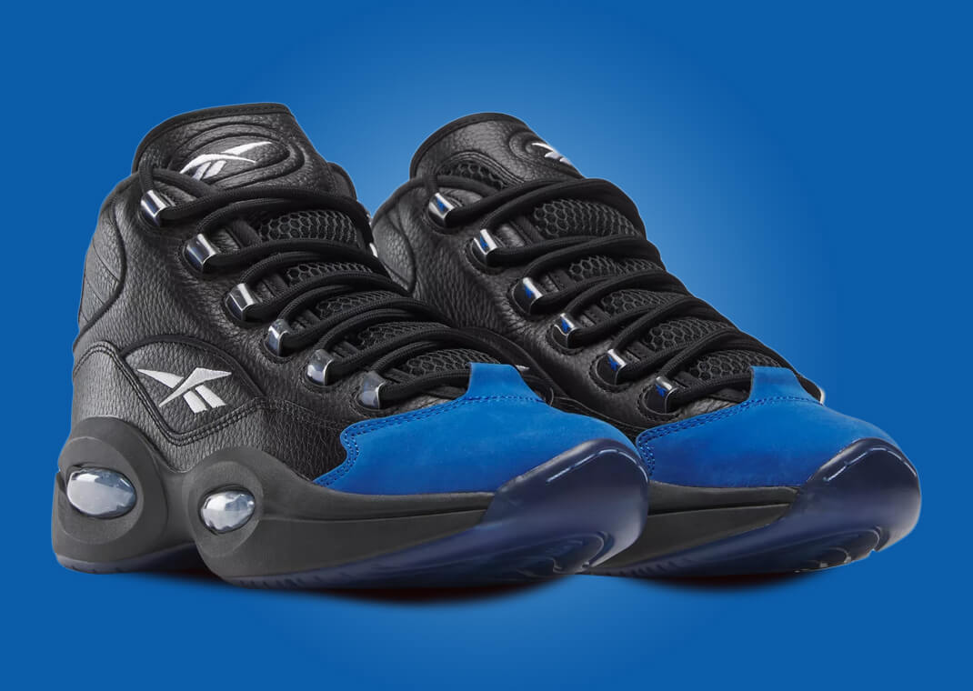 Reebok Question Mid Black Blue Toe