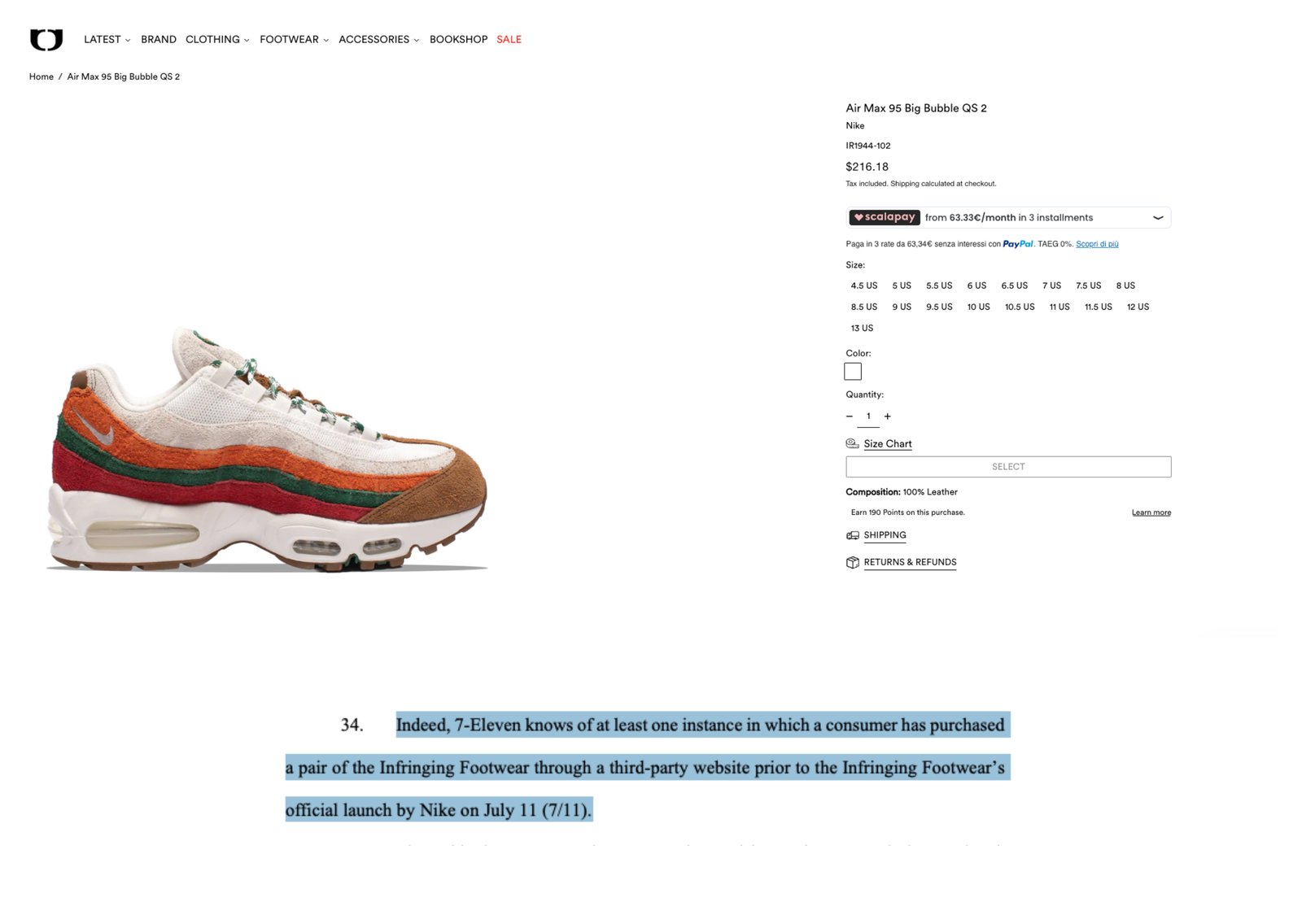 Screenshot from the complaint filed by 7-Eleven