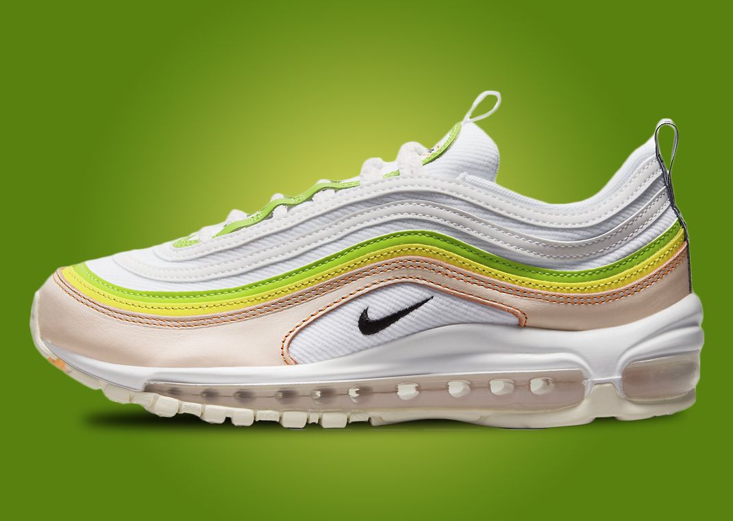 women's nike air max 97 pink white yellow green
