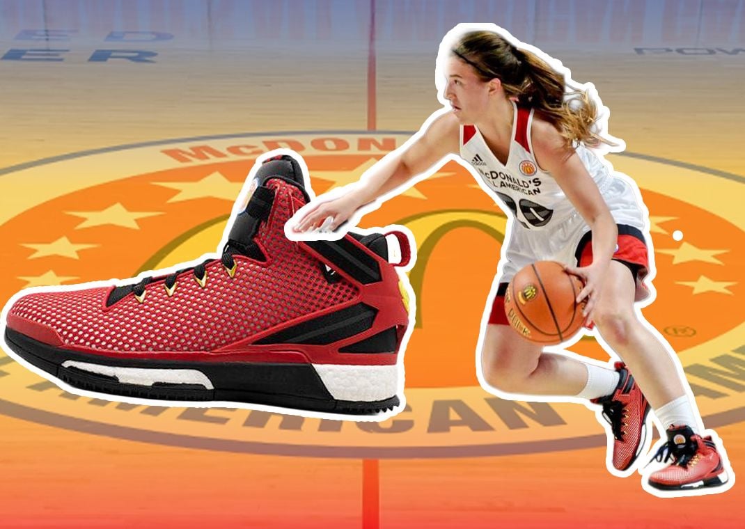 Sabrina Ionescu wearing the adidas D Rose 6 McDonald's All-American