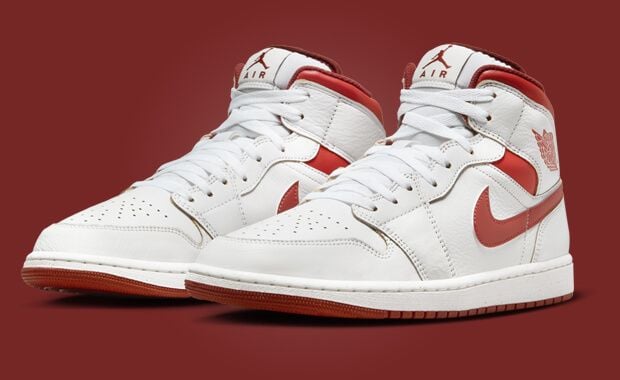 Air Jordan 1 Mid White Dune Red