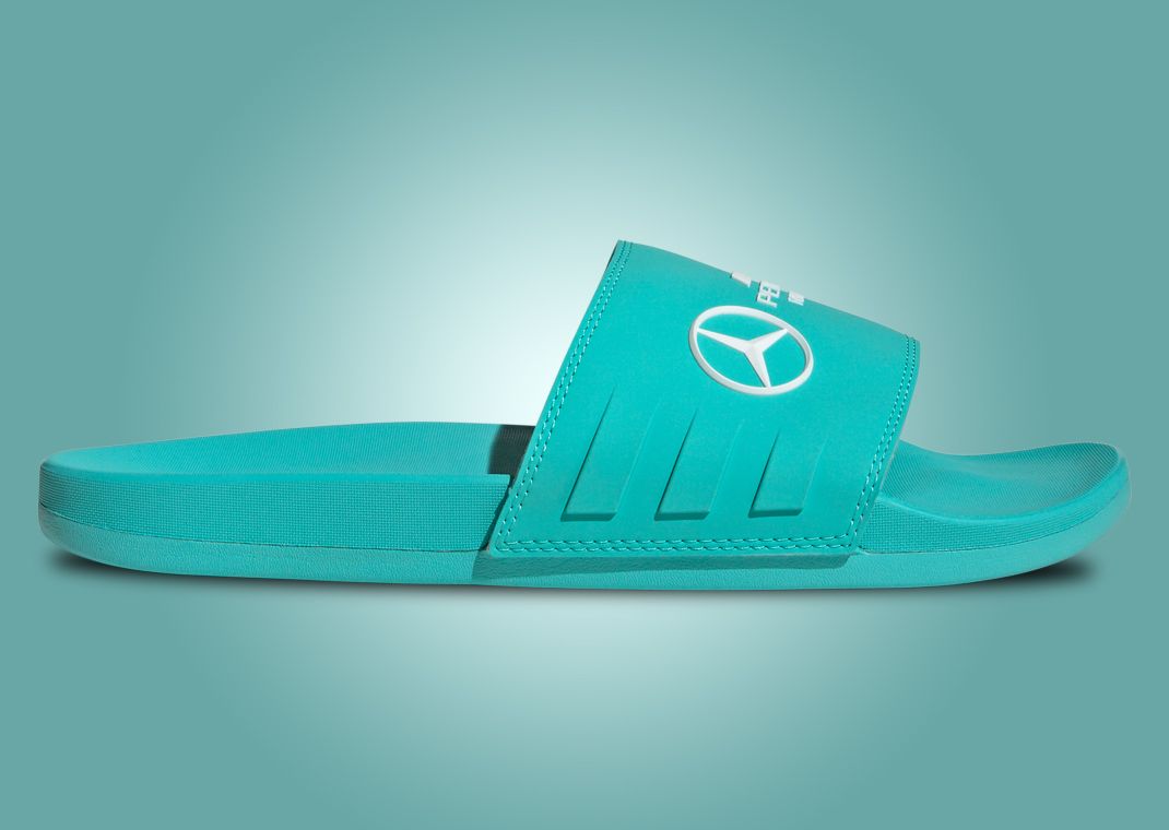 Mercedes AMG Petronas Formula One Team x adidas Adilette Comfort Semi Mint Rush Lateral