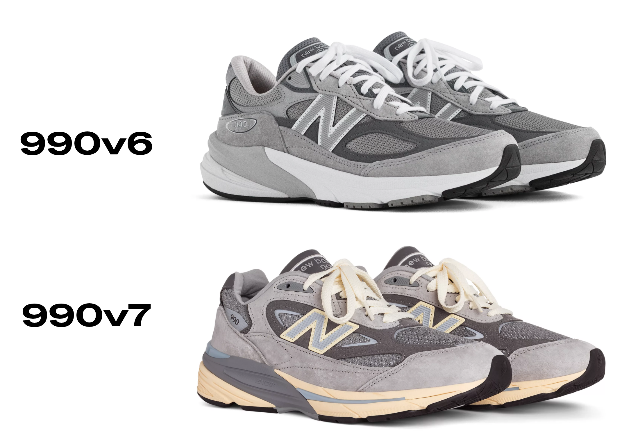 New Balance 990v6 Made in USA vs New Balance 990v7 Made in USA