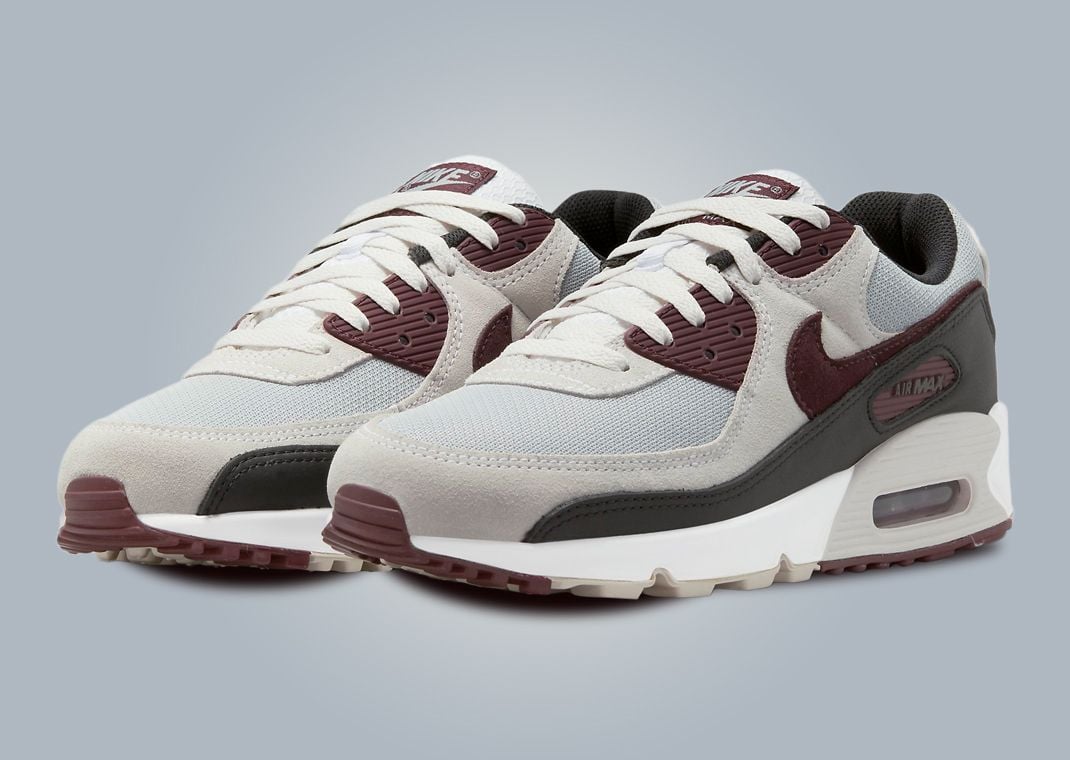 Nike Air Max 90 Wolf Grey Burgundy Crush