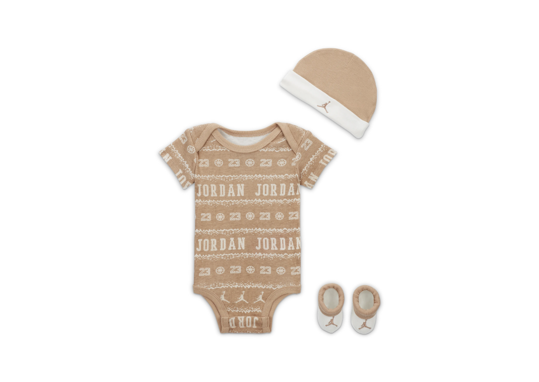 Jordan MJ Holiday 3-Piece Boxed Baby Bodysuit Set Details