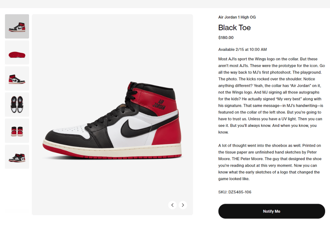 Air Jordan 1 Retro Reimagined Black Toe Nike Page