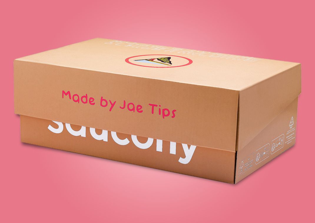 Jae Tips' Saucony ProGrid Omni 9 Tan Packaging