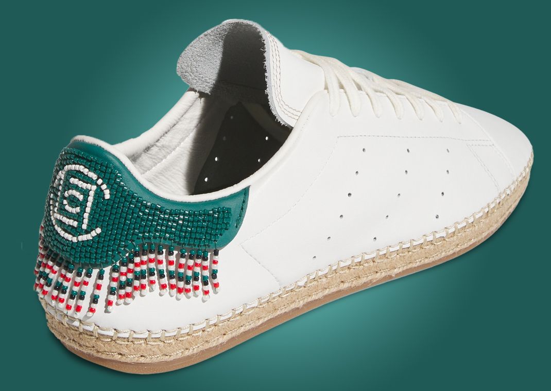 CLOT x adidas Stan Smith Beaded Espadrille White Green - Back Angle