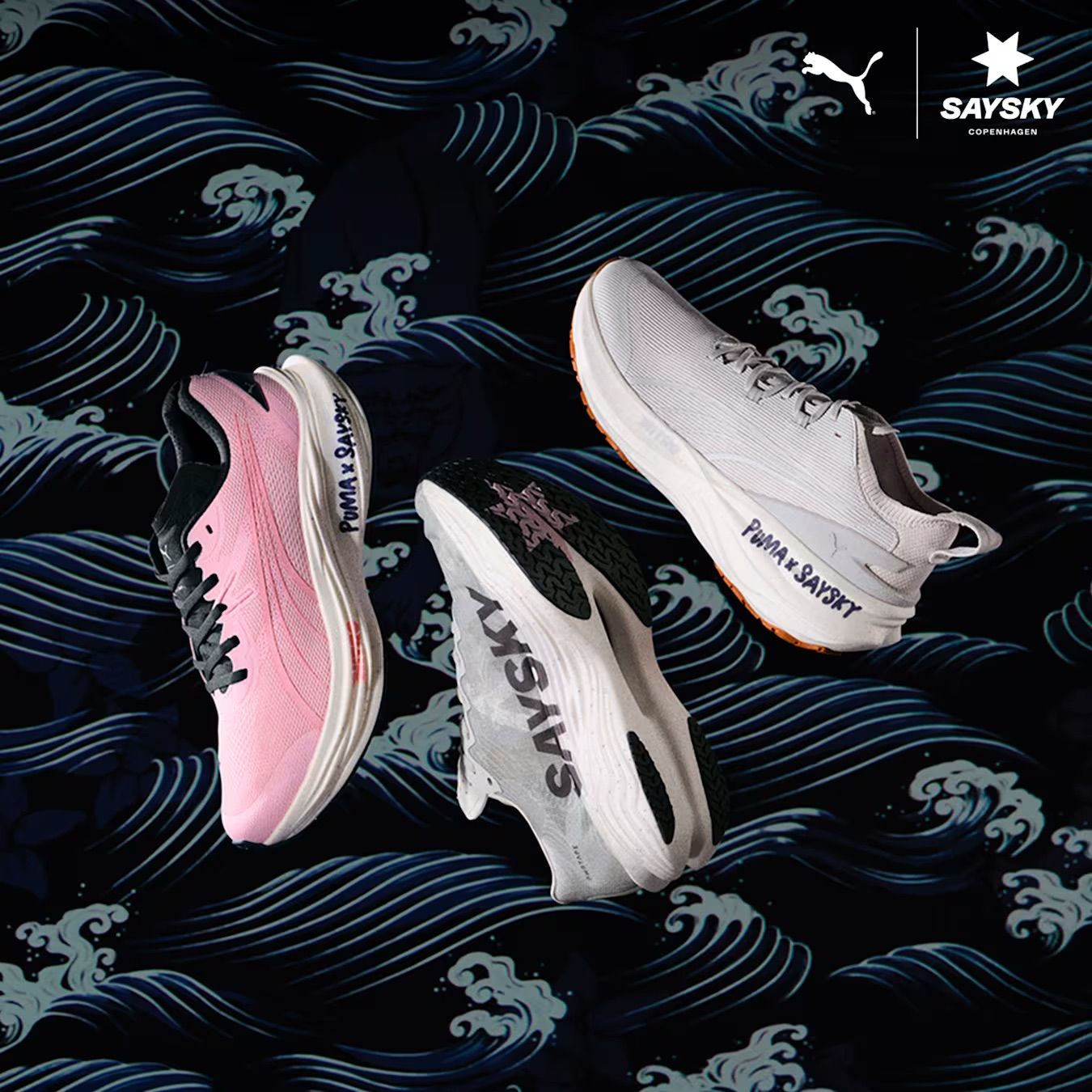 PUMA x SAYSKY Deviate NITRO™ 3, PUMA x SAYSKY Deviate NITRO™ Elite 3, and PUMA x SAYSKY ForeverRun NITRO™ 2